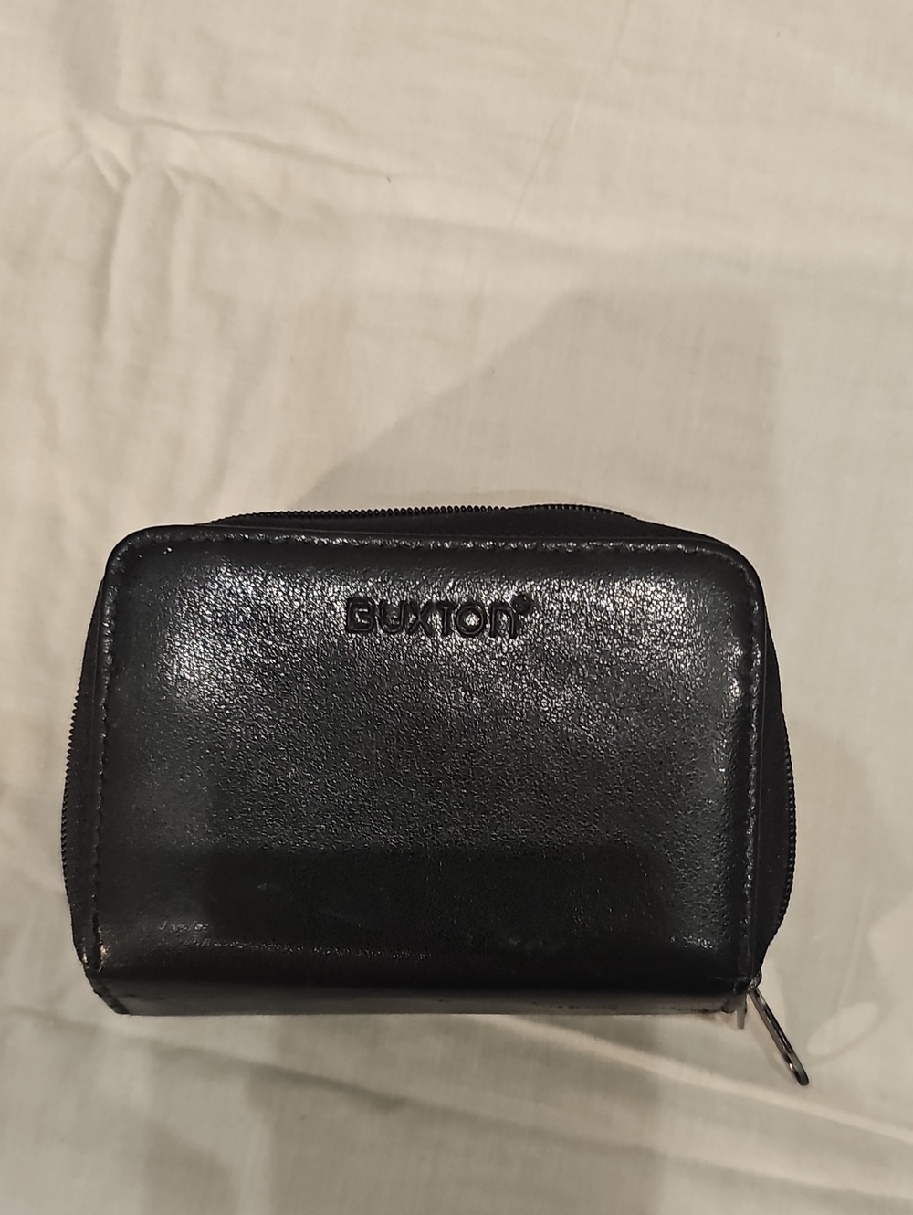 Buxton Black Leather Compact Zip Wallet